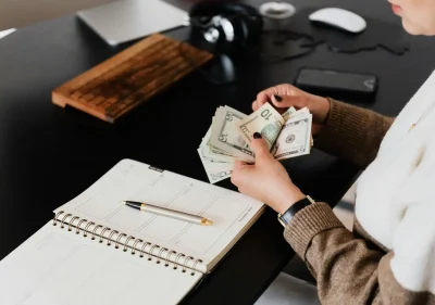 Woman counting money