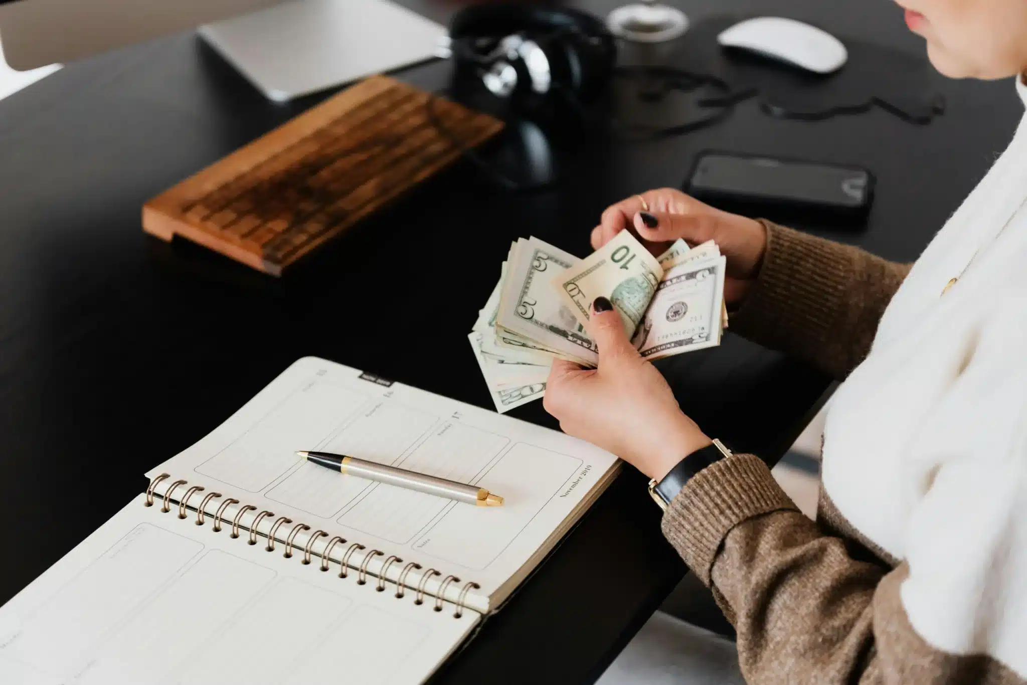 Woman counting money